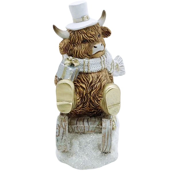 XMAS HIGHLAND COW ON SLEIGH