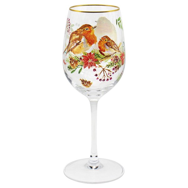 WINTER ROBINS WINE GLASS