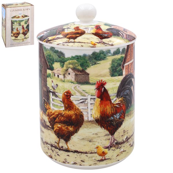 COCKEREL & HEN CANISTER