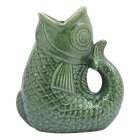 FISH JUG / VASE GREEN 17CM