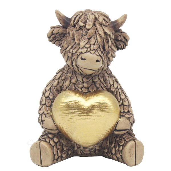 HUGHIE HIGHLAND COW GOLD HEART