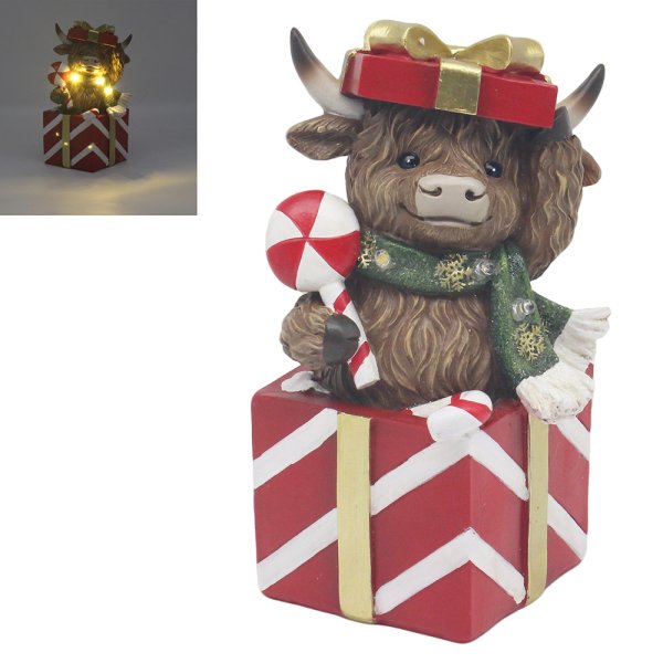 XMAS HIGHLAND COW IN GIFT BOX