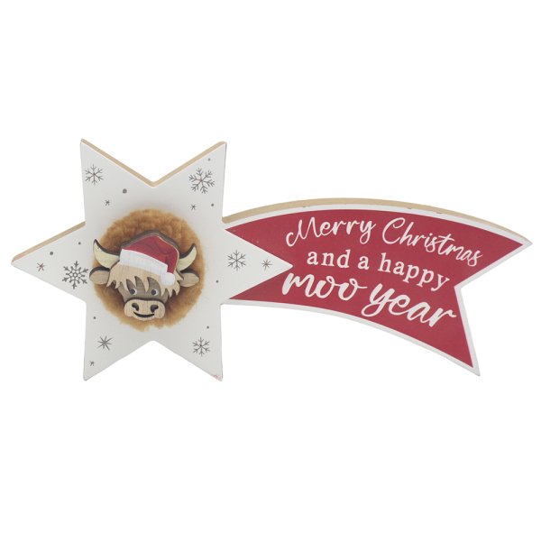 HIGHLAND COW STAR HANGING PLQ