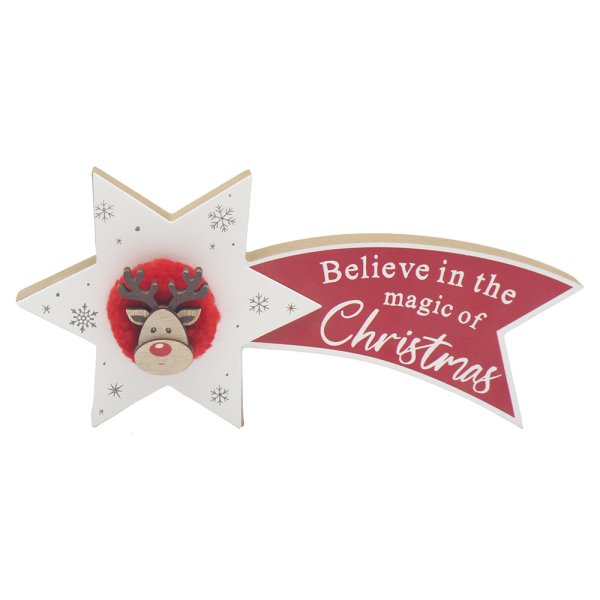 REINDEER STAR PLAQUE HANGING