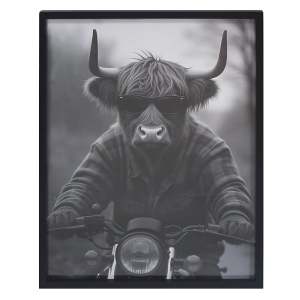 WALL ART HIGHLAND COW ON MBIKE