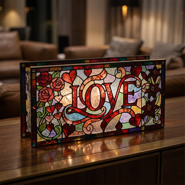 STAINED GLASS LED LIGHT LOVE