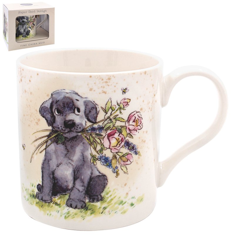 DOG WITH FLOWERS MUG