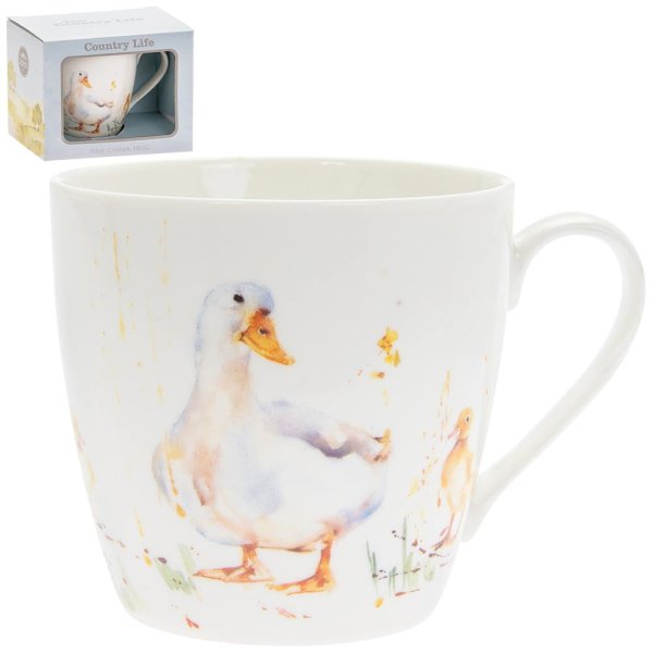 Country Life White China Glazed Ceramic Duck Mug For Tea And Coffee ~ One Duck