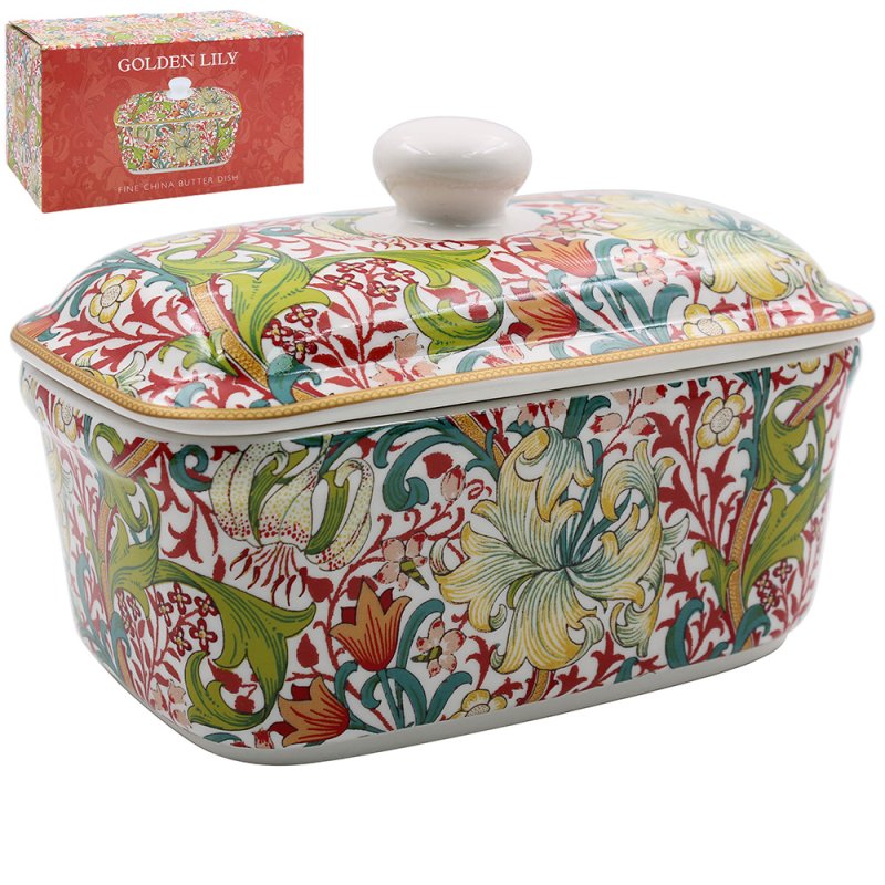 GOLDEN LILY BUTTER DISH Lesser & Pavey