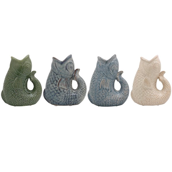 FISH JUG / VASE 23CM 4 ASST