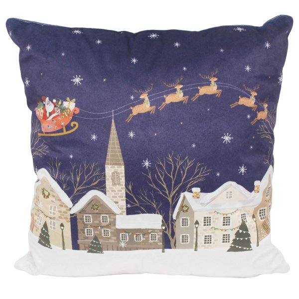 XMAS BLUE TINSEL TOWN CUSHION