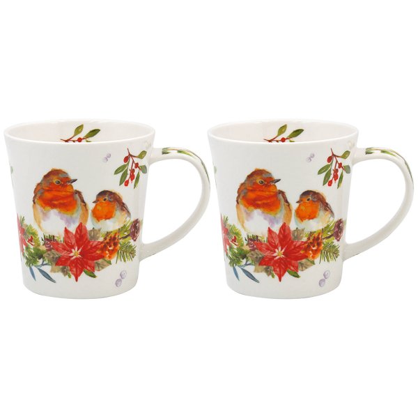 WINTER ROBINS MUGS 2 SET