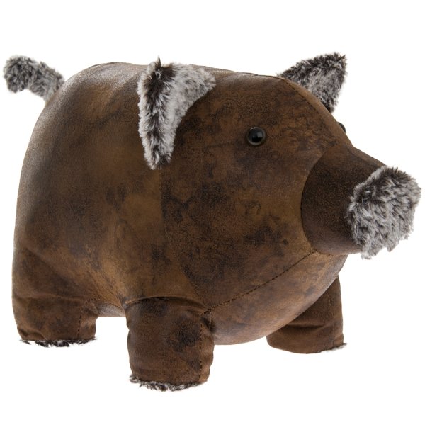 FAUX LEATHER PIGGY DOORSTOP