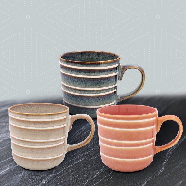 REACTIVE GLAZE MUG 3 ASST