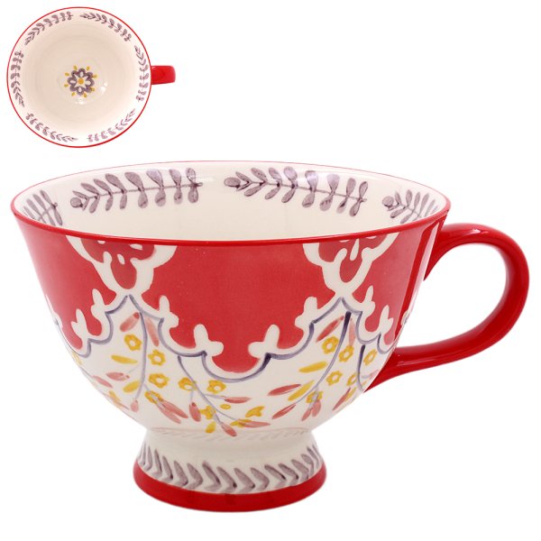 HAND PAINTED FOOTED MUG