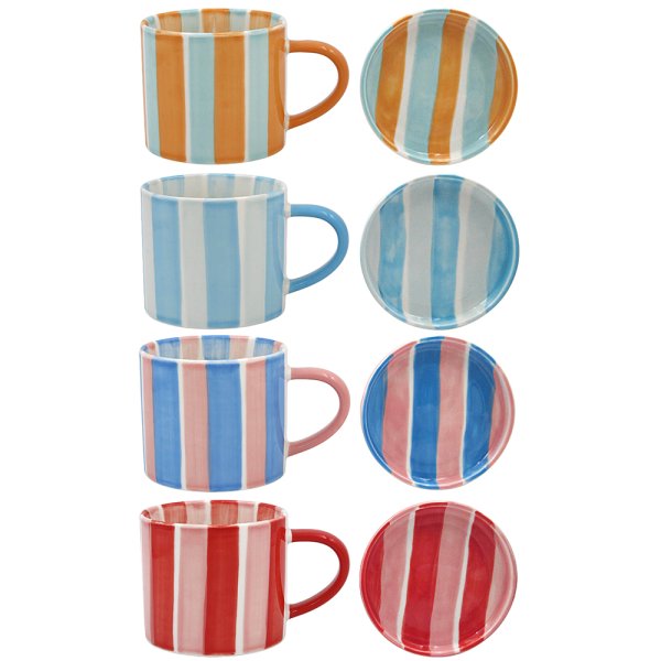 STRIPES MUG&COASTER 4ASST