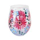 PINK GERBERA STEMLESS GLASS