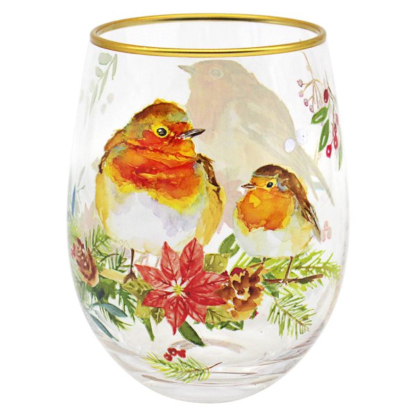 WINTER ROBINS STEMLESS GLASS