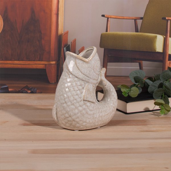 FISH JUG/VASE CREAM 17CM