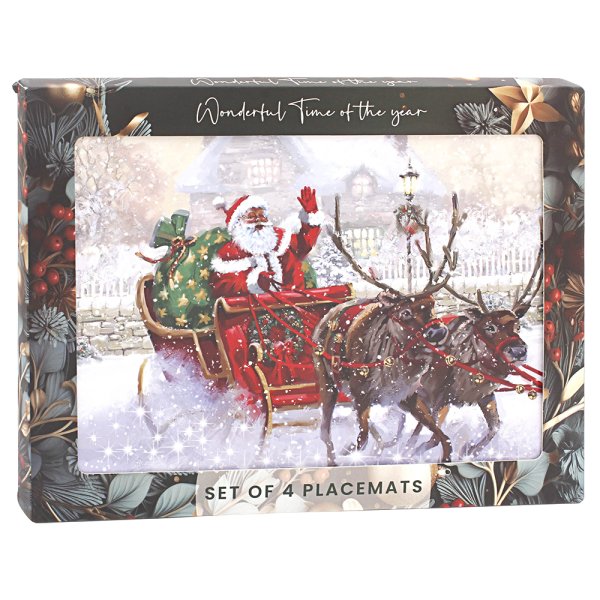 SANTA PLACEMATS SET 4 ASST