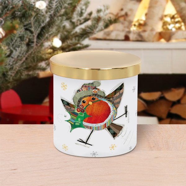 XMAS BUG ART ROBIN CANDLE