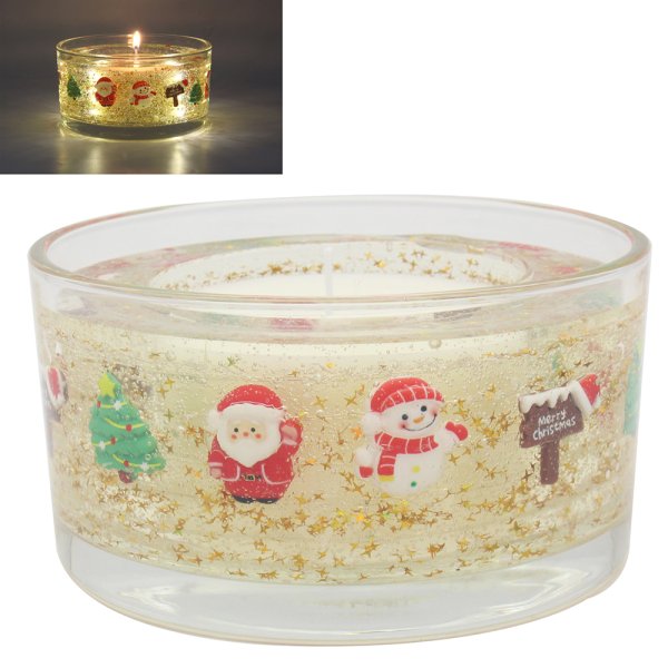 GEL CANDLE LED GOLD STAR GLITT