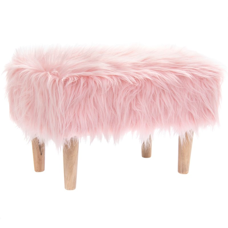 PINK FURRY STOOL RECTANGLE Lesser & Pavey