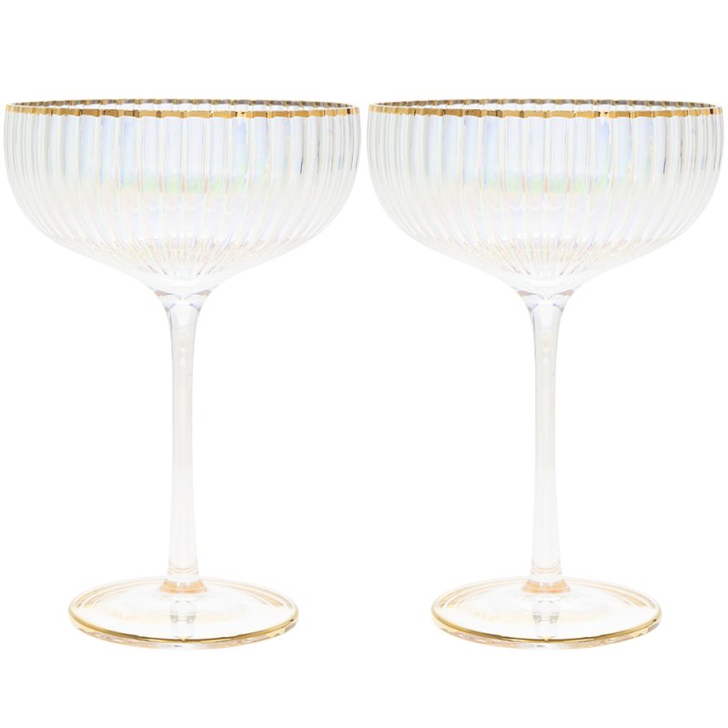 LUSTRE RIBBED COUPE GLASS SET2 Lesser & Pavey