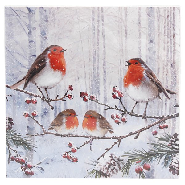 CHRISTMAS ROBINS PAPER NAPKINS