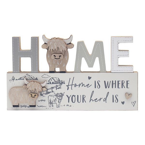 HIGHLAND COW PLAQUE - HOME