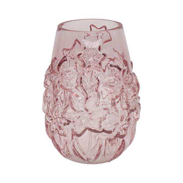 PINK FLORAL GLASS VASE SML