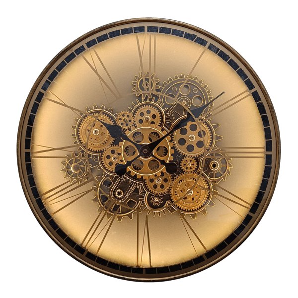 COG CLOCK LIGHT UP GOLD 51CM