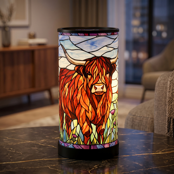 STAINED GLASS LAMP HIGHLANDCOW