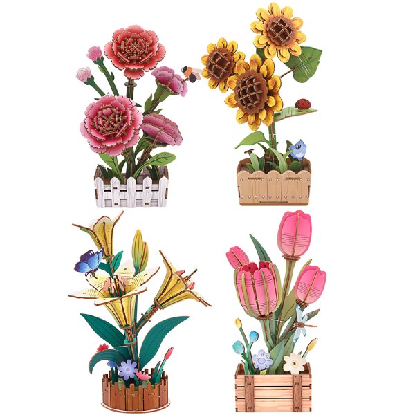 WOODCRAFT FLOWERS 4 ASST WOODCRAFT FLOWERS 4 ASST