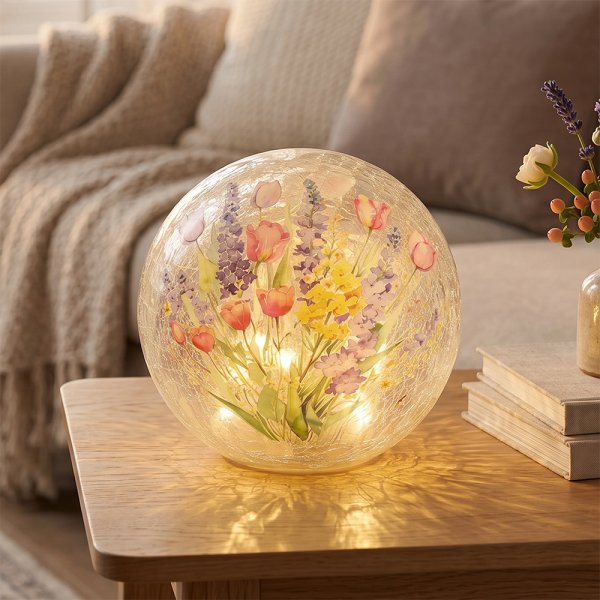 FLOWERS LED GLASS GLOBE