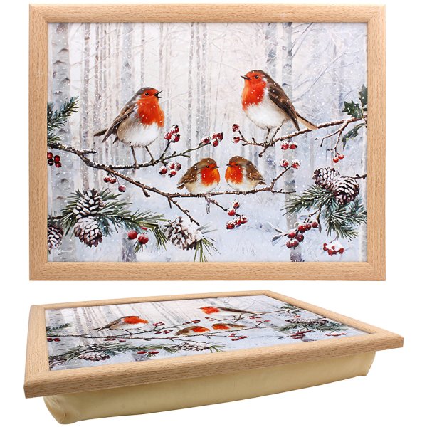 CHRISTMAS ROBINS LAPTRAY