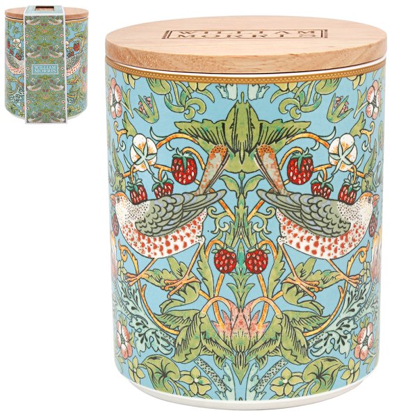 STRAWBERRY THEIF TEAL CANISTER