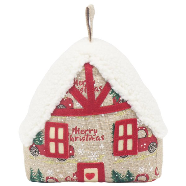 XMAS HOUSE DOORSTOP WHITE ROOF