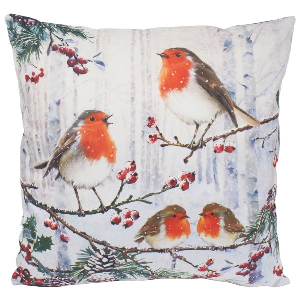 CHRISTMAS ROBINS CUSHION