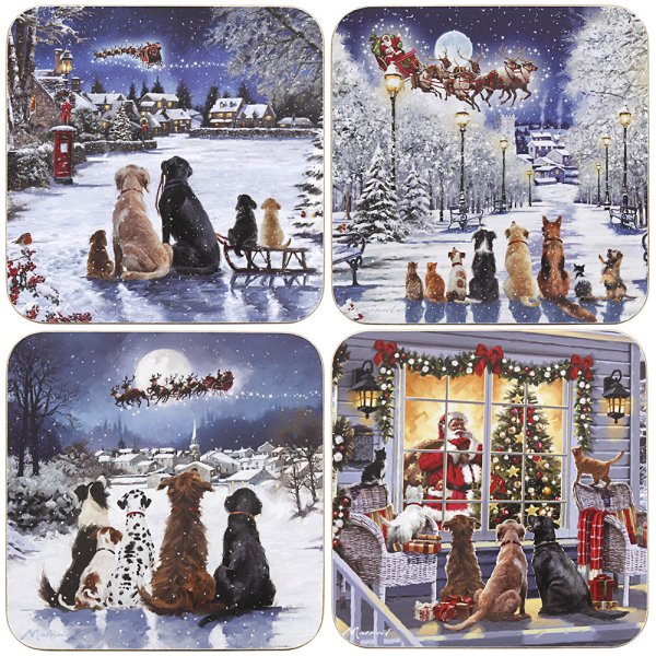 CAT & DOG COASTERS 4 SET 4 ASS