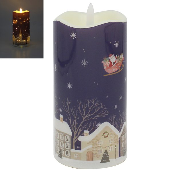 XMAS TINSEL TOWN LED CANDLE