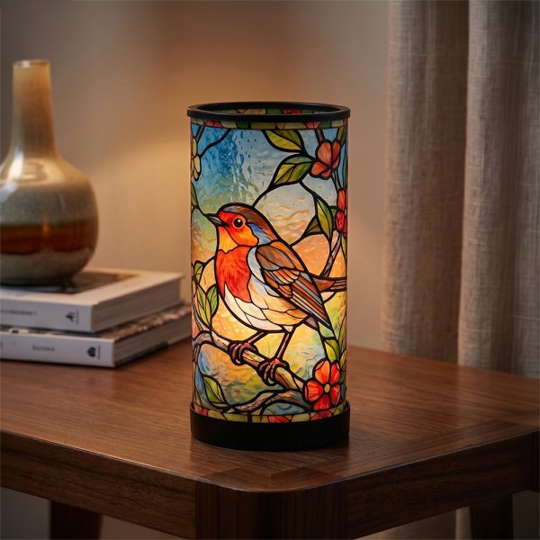 STAINED GLASS LAMP ROBIN