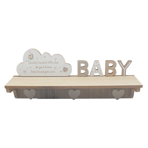 BABY SHELF WITH HOOKS CREAM