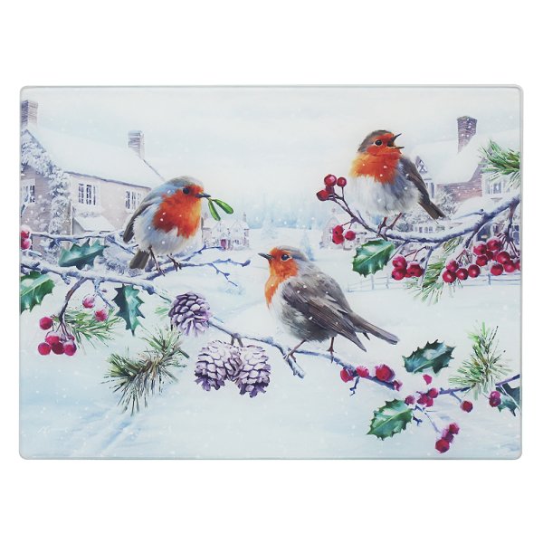 CHRISTMAS ROBINS CUTTING BOARD
