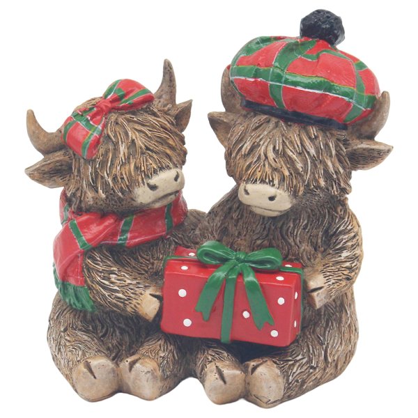 XMAS HIGHLAND COWS 2 & GIFTBOX