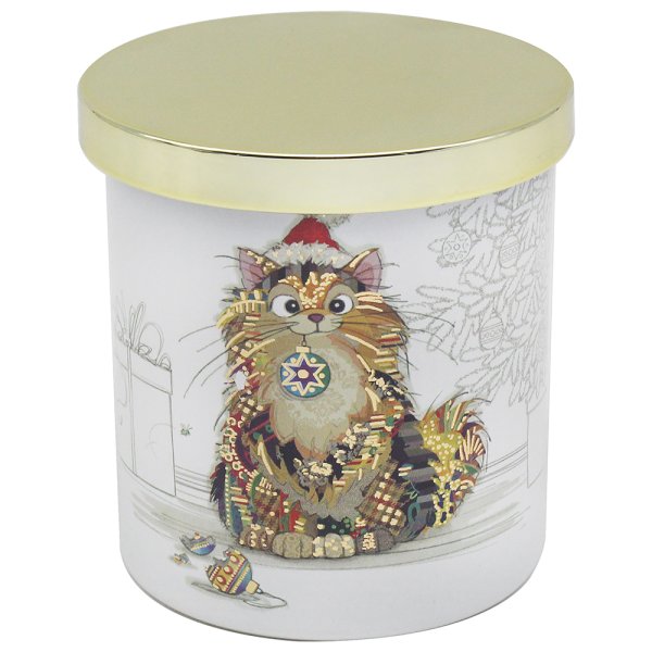 BUG ART XMAS GINGER CAT CANDLE