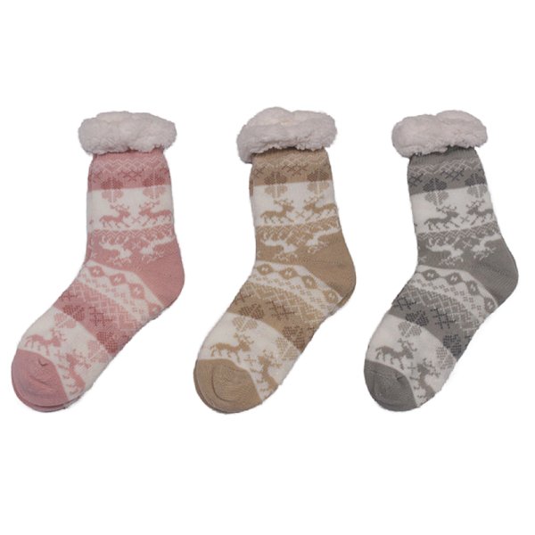 LADIES SOCKS PINK/GREY/BEIGE