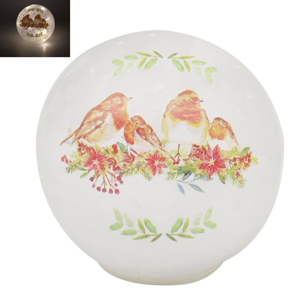 WINTER ROBINS LED FROSTED BALL