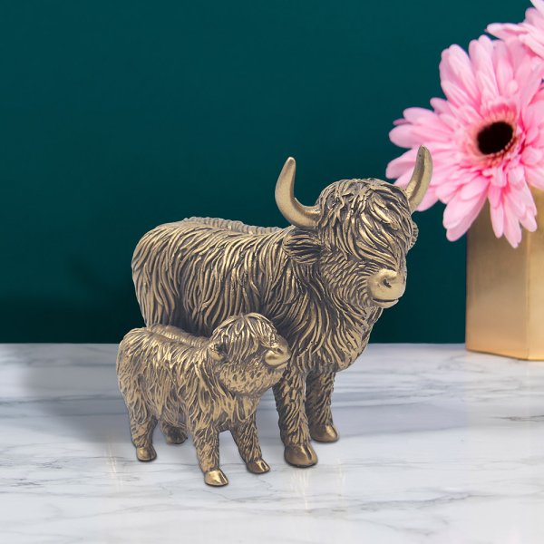 BRONZE HIGHLAND COW & CALF