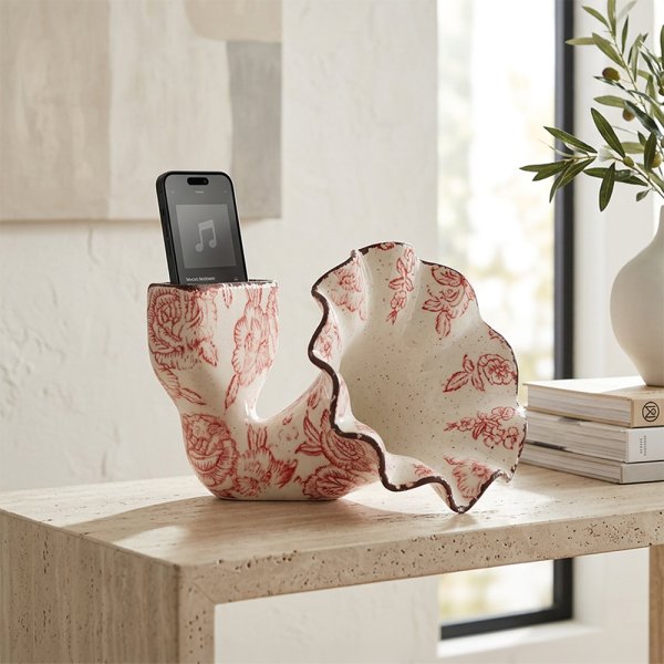 GRAMOPHONE SPEAKER PINK FLORAL